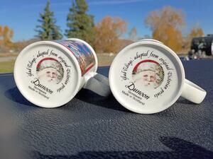 2 VTG Dunoon Christmas Santa Mugs Cups 10 oz Scotland 4 1/4" Set